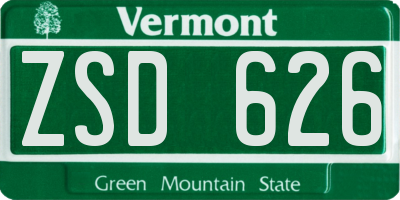 VT license plate ZSD626