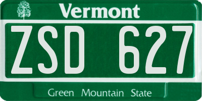 VT license plate ZSD627