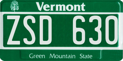 VT license plate ZSD630