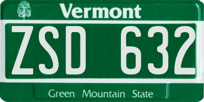VT license plate ZSD632
