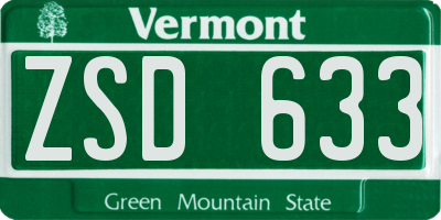 VT license plate ZSD633