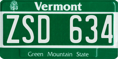 VT license plate ZSD634