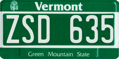 VT license plate ZSD635