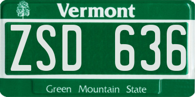 VT license plate ZSD636