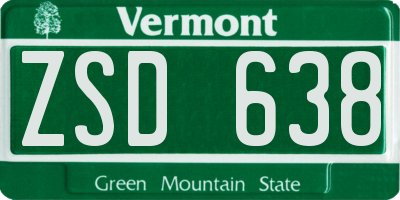 VT license plate ZSD638