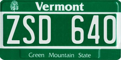 VT license plate ZSD640