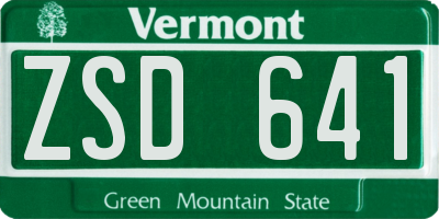 VT license plate ZSD641