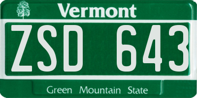 VT license plate ZSD643