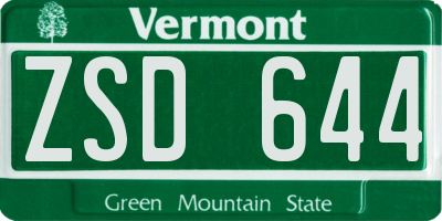 VT license plate ZSD644