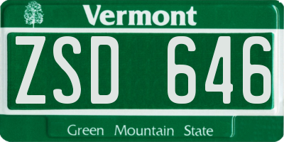 VT license plate ZSD646