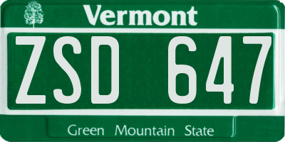 VT license plate ZSD647