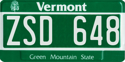 VT license plate ZSD648