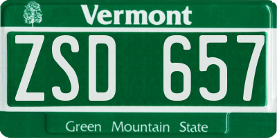 VT license plate ZSD657
