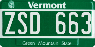 VT license plate ZSD663