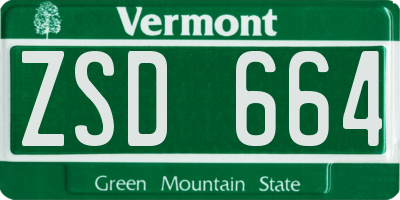 VT license plate ZSD664