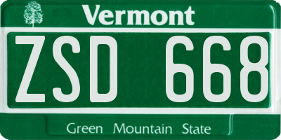 VT license plate ZSD668