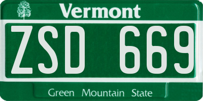 VT license plate ZSD669