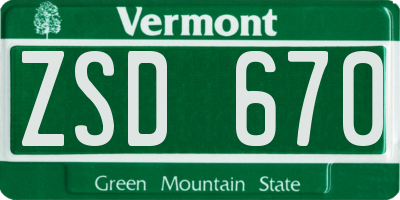 VT license plate ZSD670