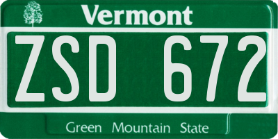 VT license plate ZSD672
