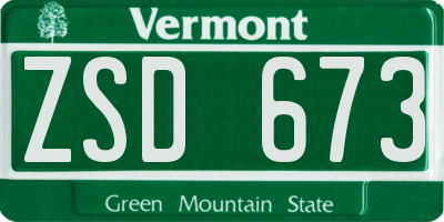VT license plate ZSD673