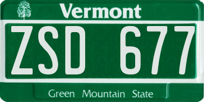 VT license plate ZSD677