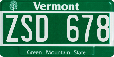VT license plate ZSD678