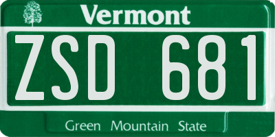 VT license plate ZSD681