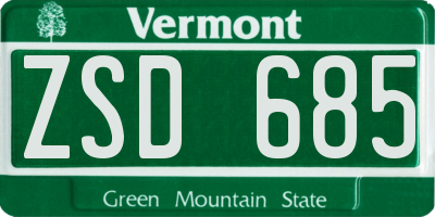 VT license plate ZSD685
