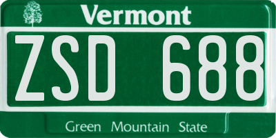 VT license plate ZSD688