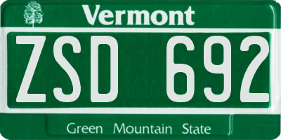 VT license plate ZSD692