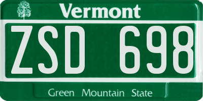 VT license plate ZSD698