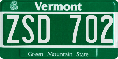 VT license plate ZSD702
