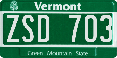 VT license plate ZSD703