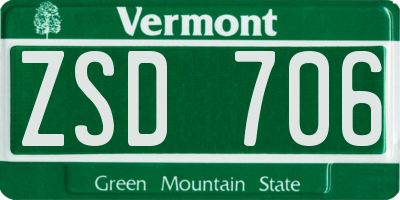 VT license plate ZSD706