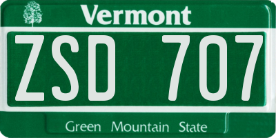 VT license plate ZSD707