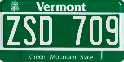 VT license plate ZSD709