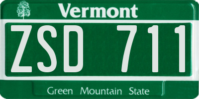 VT license plate ZSD711