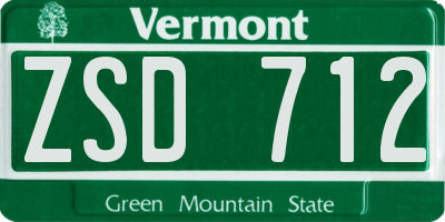VT license plate ZSD712