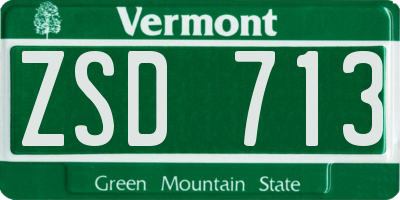 VT license plate ZSD713