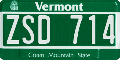 VT license plate ZSD714