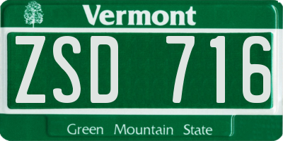 VT license plate ZSD716