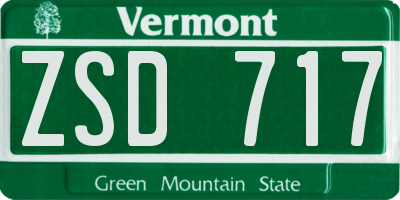 VT license plate ZSD717