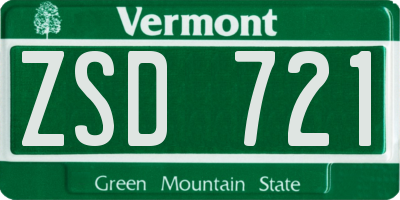 VT license plate ZSD721