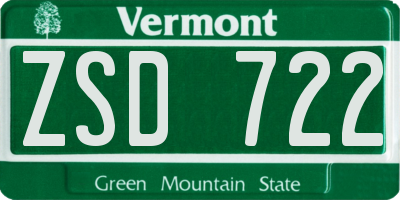 VT license plate ZSD722