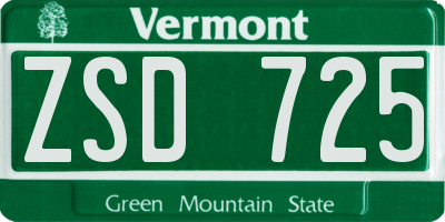 VT license plate ZSD725