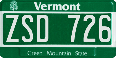 VT license plate ZSD726