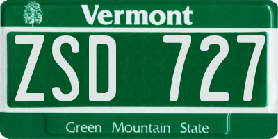 VT license plate ZSD727