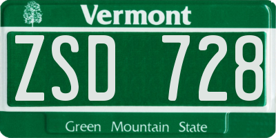 VT license plate ZSD728
