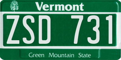 VT license plate ZSD731