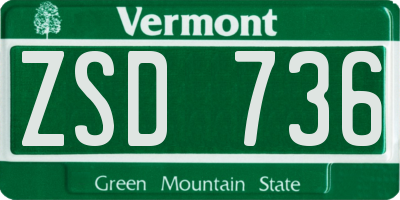 VT license plate ZSD736